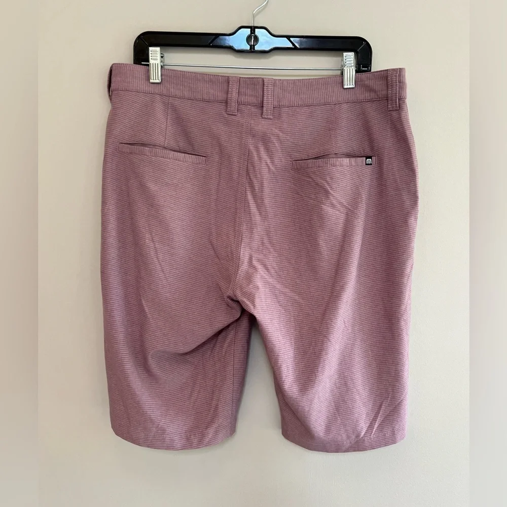 Travis Mathew Save the Day Striped Performance Golf Shorts, Grapeade Mauve, 34
